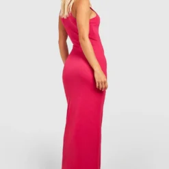 Robe Longue Côtelée à Col Nageur -Pas Cher Vêtue Diva Magasin gzz50510 hot20pink xl 1