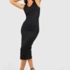 Robe Longue Côtelée Sans Manches à Col V -Pas Cher Vêtue Diva Magasin gzz50511 black xl