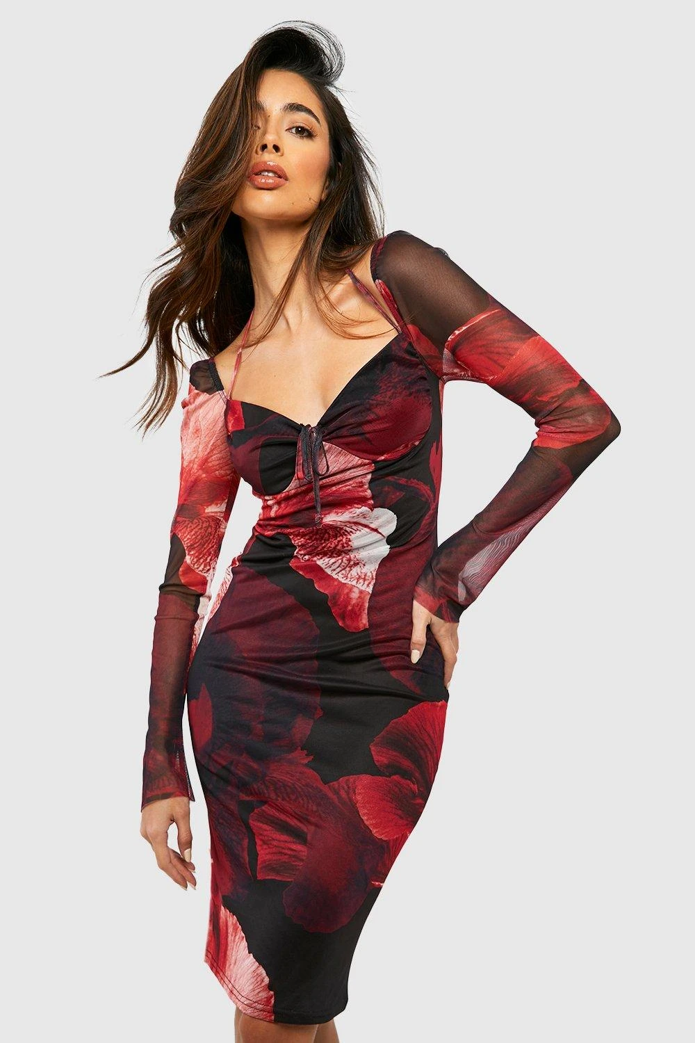 Robe Mi-longue Fleurie En Mesh 3 Robe Mi-longue Fleurie En Mesh