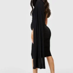 Maternité - Robe De Grossesse Asymétrique Soyeuse -Pas Cher Vêtue Diva Magasin gzz50654 black xl 1