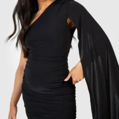 Maternité - Robe De Grossesse Asymétrique Soyeuse -Pas Cher Vêtue Diva Magasin gzz50654 black xl 3