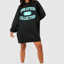 BOOHOO Petite - Robe Sweat Oversize à Slogan Dsgn Studio -Pas Cher Vêtue Diva Magasin gzz50742 black xl 2