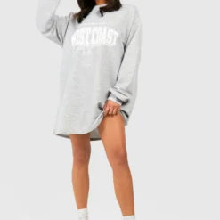 Petite - Robe Sweat Oversize à Slogan West Coast -Pas Cher Vêtue Diva Magasin gzz50745 grey20marl xl 2 scaled
