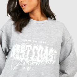 Petite - Robe Sweat Oversize à Slogan West Coast -Pas Cher Vêtue Diva Magasin gzz50745 grey20marl xl 3 scaled