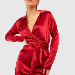 Robe Portefeuille Satinée Effet Drapé