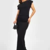Robe Mi-longue Froncée à épaulettes -Pas Cher Vêtue Diva Magasin gzz50804 black xl