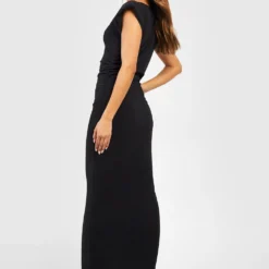 Robe Mi-longue Froncée à épaulettes -Pas Cher Vêtue Diva Magasin gzz50804 black xl 1