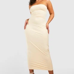 Grande Taille - Robe Mi-longue Premium -Pas Cher Vêtue Diva Magasin gzz50930 sand xl 2