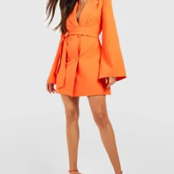 Robe Blazer De Tailleur à Manches évasées -Pas Cher Vêtue Diva Magasin gzz51000 orange xl 2