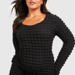 Grande Taille - Robe Moulante Texturée -Pas Cher Vêtue Diva Magasin gzz51015 black xl 3 scaled