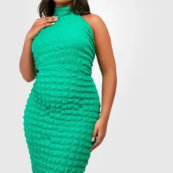 Grande Taille - Robe Longue Dos Nu Texturée -Pas Cher Vêtue Diva Magasin gzz51020 bright20green xl 2