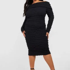 Grande Taille - Robe Courte Texturée -Pas Cher Vêtue Diva Magasin gzz51021 black xl 2
