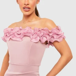 Robe Longue Cache-cœur à Volants -Pas Cher Vêtue Diva Magasin gzz51130 mauve xl 3