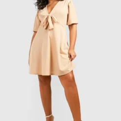 Grande Taille - Robe Patineuse Nouée à L'avant -Pas Cher Vêtue Diva Magasin gzz51152 stone xl 2