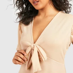 Grande Taille - Robe Patineuse Nouée à L'avant -Pas Cher Vêtue Diva Magasin gzz51152 stone xl 3