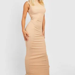 Robe Longue Texturée à Col Montant -Pas Cher Vêtue Diva Magasin gzz51165 stone xl 2