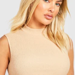 Robe Longue Texturée à Col Montant -Pas Cher Vêtue Diva Magasin gzz51165 stone xl 3