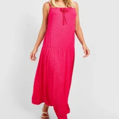 Robe Mi-longue Texturée à Volants