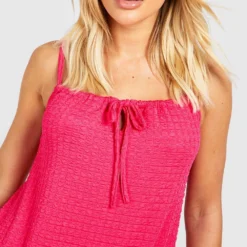 Robe Mi-longue Texturée à Volants -Pas Cher Vêtue Diva Magasin gzz51166 hot20pink xl 3