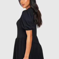 Robe Babydoll Asymétrique Texturée -Pas Cher Vêtue Diva Magasin gzz51198 black xl 1