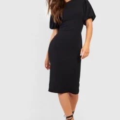 Robe Mi-longue à Manches Bouffantes 8 Robe Mi-longue à Manches Bouffantes -Pas Cher Vêtue Diva Magasin gzz51277 black xl 2