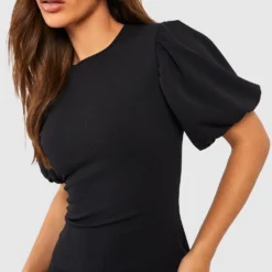 Robe Mi-longue à Manches Bouffantes 9 Robe Mi-longue à Manches Bouffantes -Pas Cher Vêtue Diva Magasin gzz51277 black xl 3