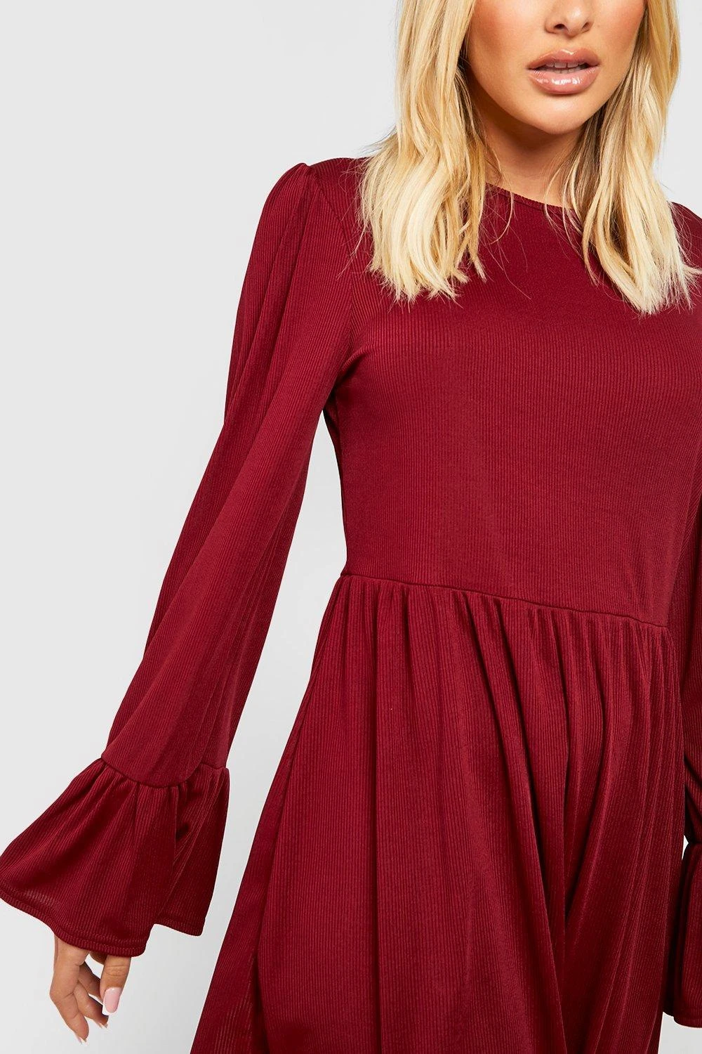 Robe Babydoll Côtelée à Manches Larges 6 Robe Babydoll Côtelée à Manches Larges – Image 4