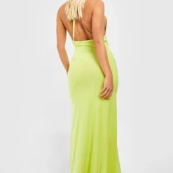 Robe Longue Moulante à Col Bénitier -Pas Cher Vêtue Diva Magasin gzz51424 lime xl 1