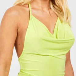 Robe Longue Moulante à Col Bénitier -Pas Cher Vêtue Diva Magasin gzz51424 lime xl 3