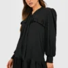 Robe Côtelée à Volants Et Nœud Lavallière -Pas Cher Vêtue Diva Magasin gzz51459 black xl