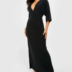 Petite - Robe Longue Soyeuse à Manches Larges