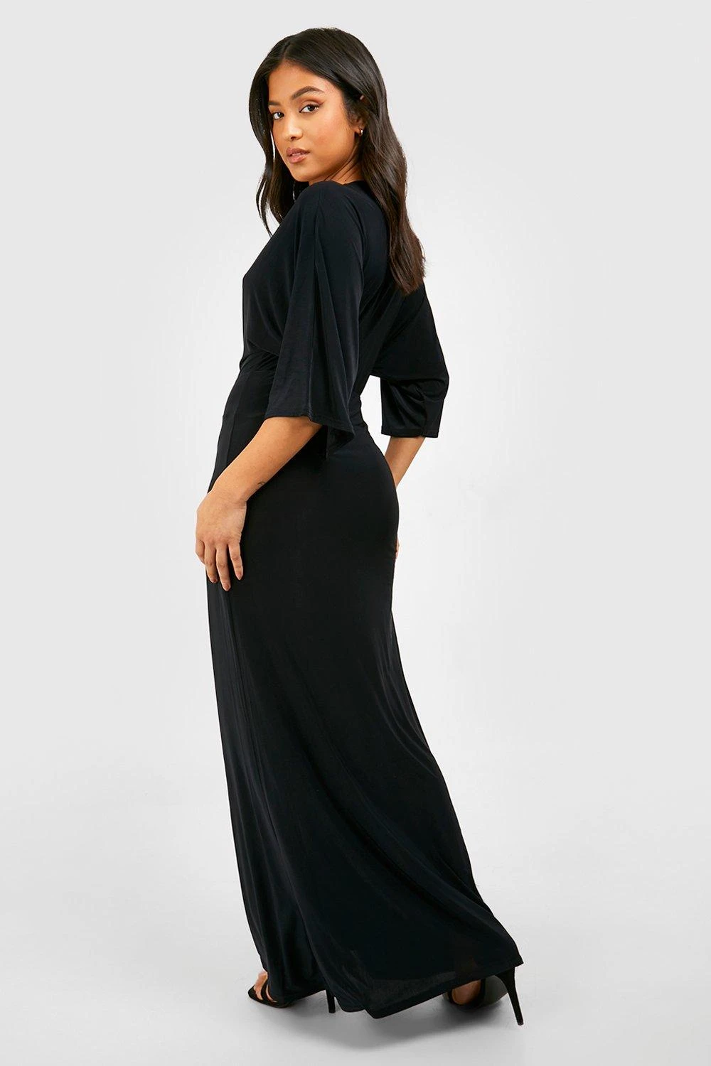 Petite - Robe Longue Soyeuse à Manches Larges 4 Petite - Robe Longue Soyeuse à Manches Larges – Image 2