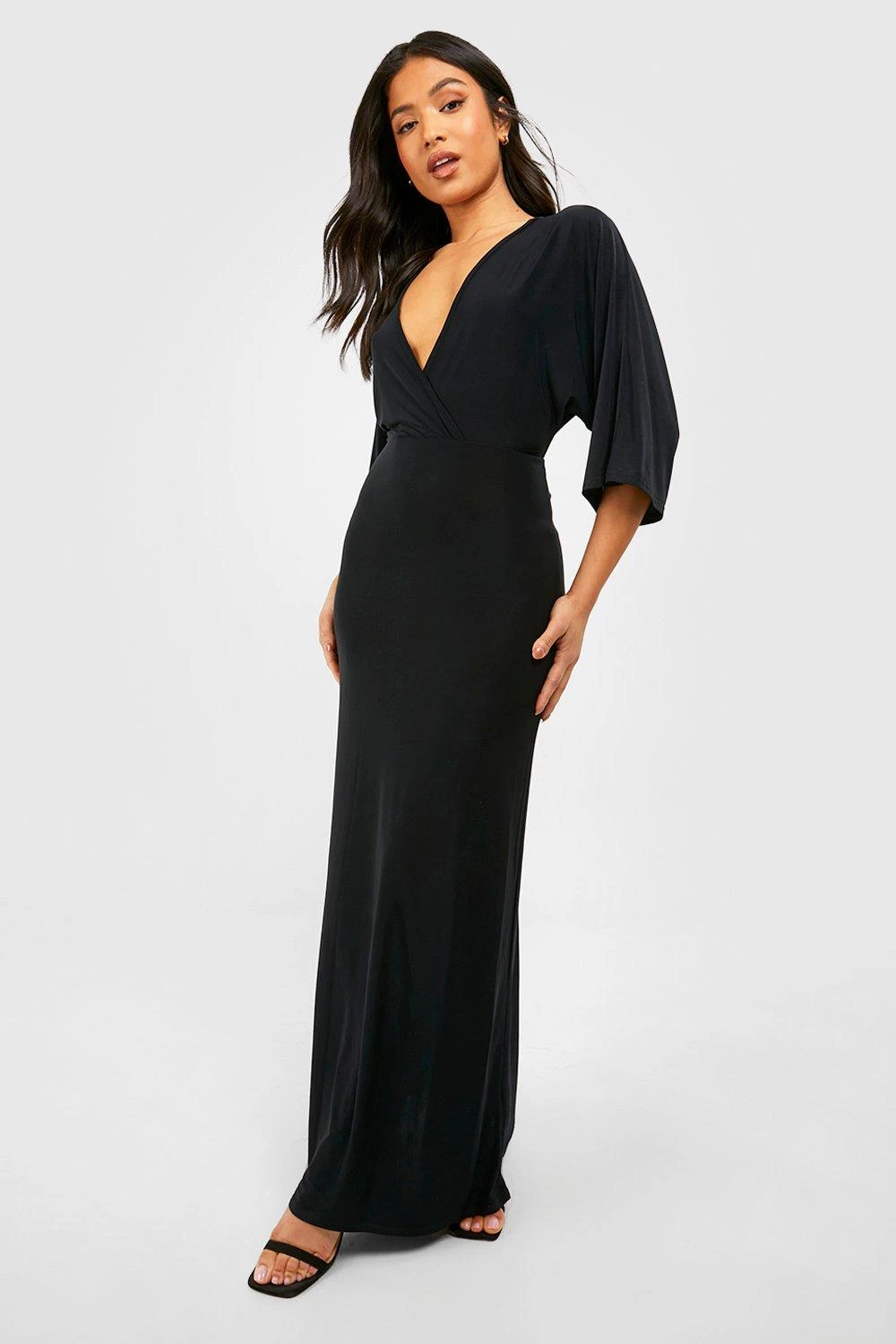 Petite - Robe Longue Soyeuse à Manches Larges 5 Petite - Robe Longue Soyeuse à Manches Larges – Image 3