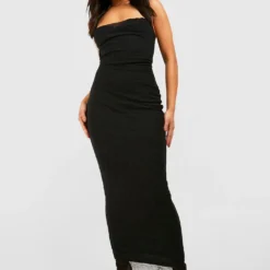 Petite - Robe Longue Texturée En Mesh -Pas Cher Vêtue Diva Magasin gzz51550 black xl 2