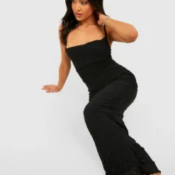 Petite - Robe Longue Texturée En Mesh -Pas Cher Vêtue Diva Magasin gzz51550 black xl 3