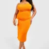 Grande Taille - Robe Mi-longue Moulante à Col Bénitier 1 Grande Taille - Robe Mi-longue Moulante à Col Bénitier -Pas Cher Vêtue Diva Magasin gzz51610 orange xl