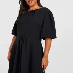 Grande Taille - Robe Patineuse à Manches Bouffantes -Pas Cher Vêtue Diva Magasin gzz51627 black xl 2