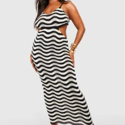 Grande Taille - Robe Mi-longue En Crochet à Découpe