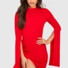 BOOHOO Tall - Robe Cape Fendue -Pas Cher Vêtue Diva Magasin gzz51779 red xl