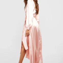 Robe Longue Satinée à Ceinture -Pas Cher Vêtue Diva Magasin gzz51784 champagne xl 1