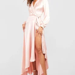 Robe Longue Satinée à Ceinture -Pas Cher Vêtue Diva Magasin gzz51784 champagne xl 2