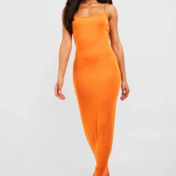 Robe Longue Basique à Col Rond -Pas Cher Vêtue Diva Magasin gzz51812 orange xl 2
