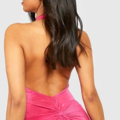 Petite - Robe Longue Torsadée Dos Nu -Pas Cher Vêtue Diva Magasin gzz51847 hot20pink xl 3