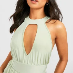 BOOHOO Petite - Robe Longue Découpée à Dos Croisé -Pas Cher Vêtue Diva Magasin gzz51848 sage xl 2