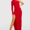 Tall - Robe Asymétrique Froncée 1 Tall - Robe Asymétrique Froncée -Pas Cher Vêtue Diva Magasin gzz51899 red xl