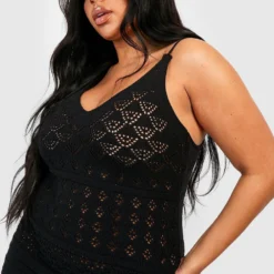 Grande Taille - Robe Courte En Crochet -Pas Cher Vêtue Diva Magasin gzz51906 black xl 3