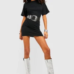 Robe T-shirt à épaulettes -Pas Cher Vêtue Diva Magasin gzz52004 black xl 2