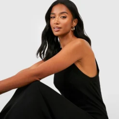 Petite - Robe Longue Dos Nageur Côtelée Premium