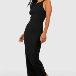 Petite - Robe Longue Dos Nageur Côtelée Premium -Pas Cher Vêtue Diva Magasin gzz52029 black xl 2