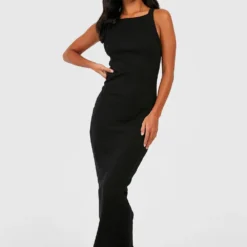 Petite - Robe Longue Dos Nageur Côtelée Premium -Pas Cher Vêtue Diva Magasin gzz52029 black xl 3